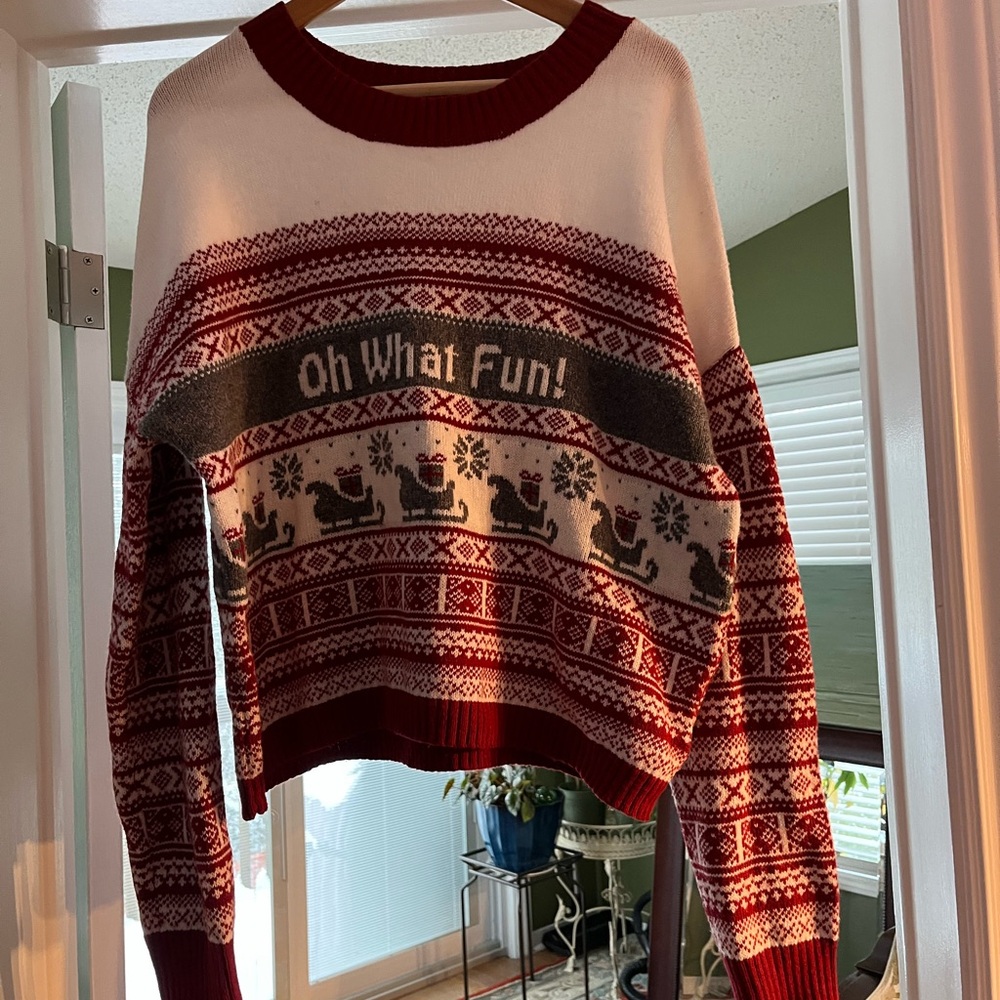 Festive Red and White Sweater